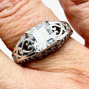 Diamonique Brand Cubic Zirconia Sterling Silver Ring Size 9